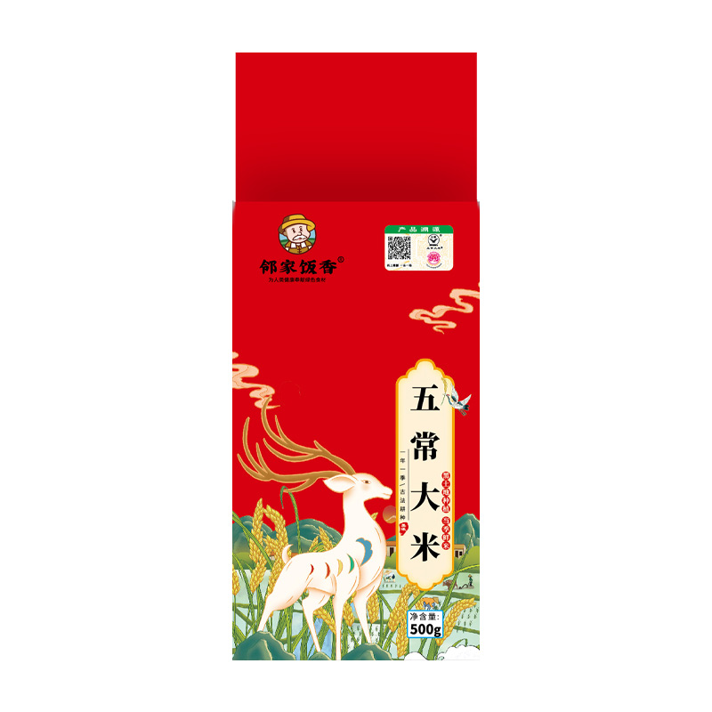 鄰家飯香二級(jí)產(chǎn)區(qū)五常大米500g/袋真空包裝LJFX19-W