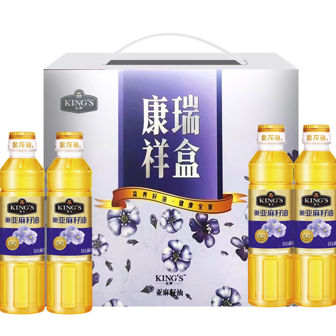 金龙鱼KING'S紫韵东来亚麻籽油400mL*4礼盒