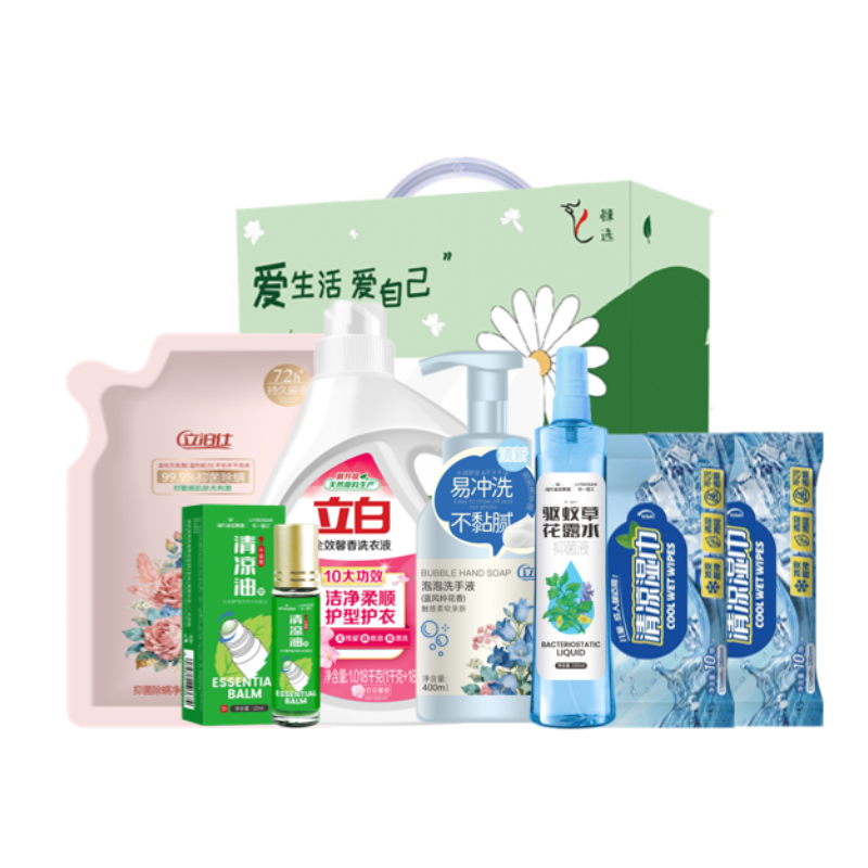 立白盛夏清凉洗护组合套装-A款1068g+1105ml