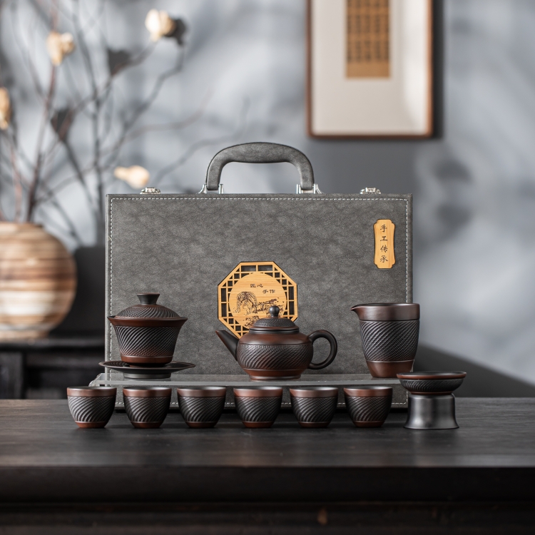 紫陶茶具11件套（蓋碗+茶壺）