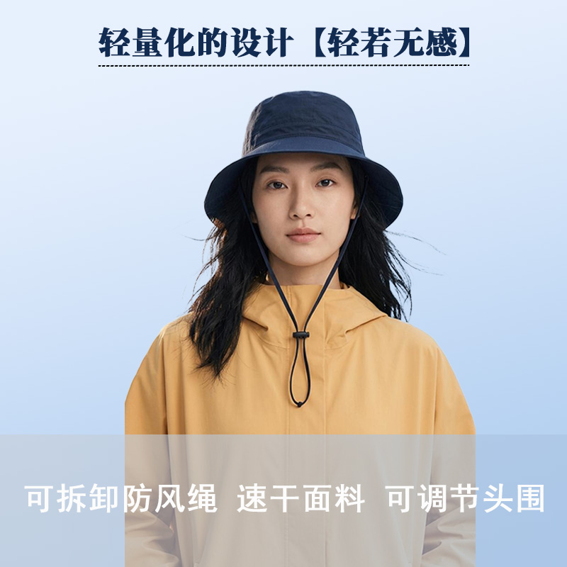路悠悠露营超薄户外登山防晒帽渔夫帽C-092-藏蓝色