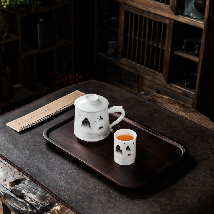 樂山手繪祥龍辦公杯+主人杯