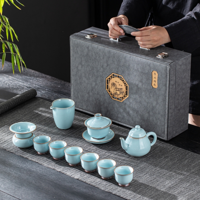 汝瓷茶具11件套（蓋碗+茶壺）