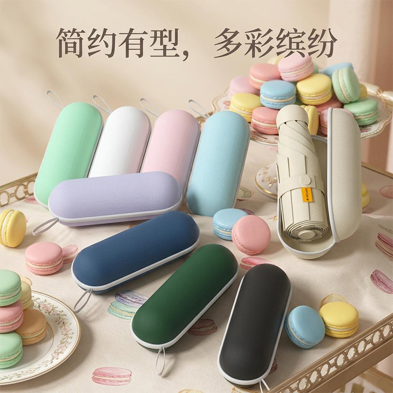 路悠悠五折六骨黑胶迷你晴雨伞ZC8516