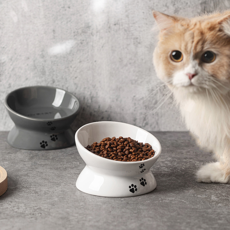 漫沃星系斜口陶瓷猫碗MC-WW604灰色