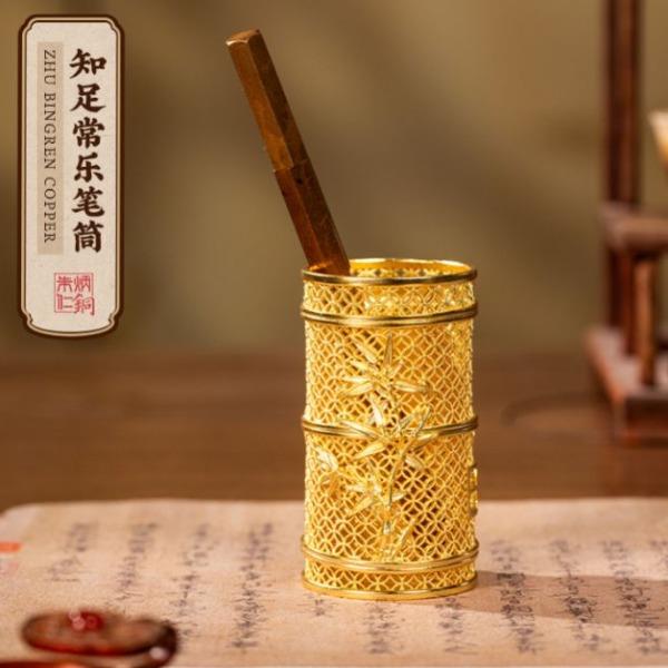 朱炳仁铜一鸣惊人笔筒/茶筒C060525040027