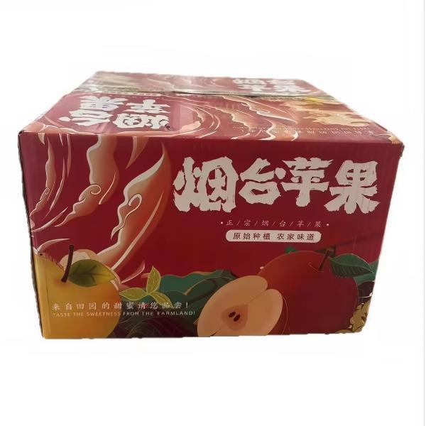 山东烟台奶油富士大果彩箱8斤彩箱装