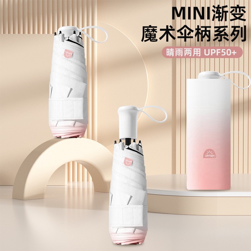 美立方渐变色隐藏手柄五折伞X530