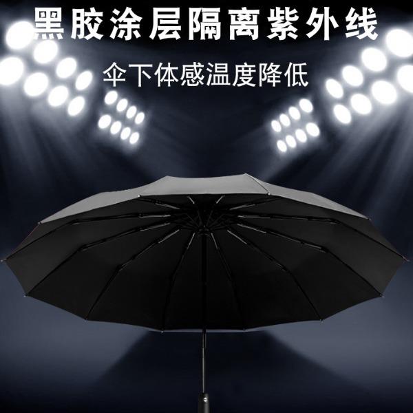 美立方三折12骨全自动商务晴雨两用大号双人雨伞