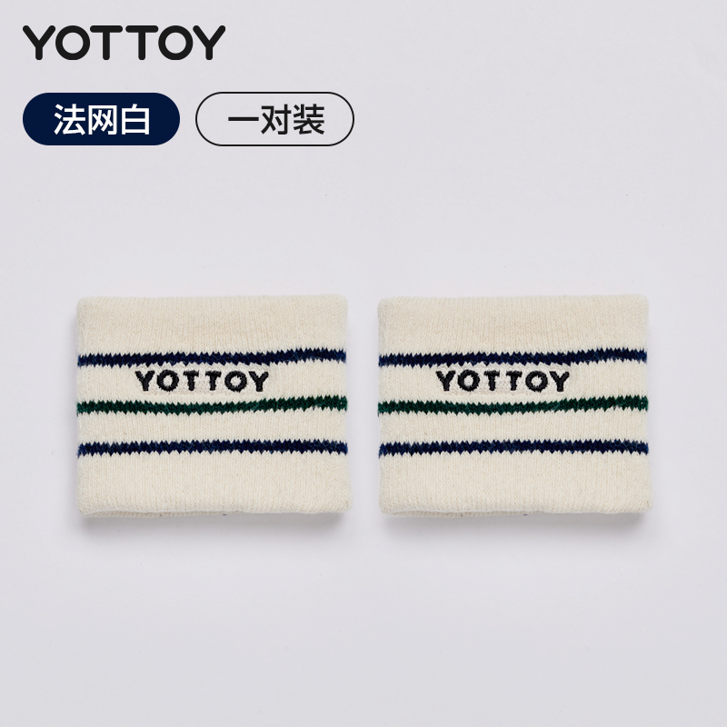 YOTTOY羽毛球条纹护腕（对）白、蓝