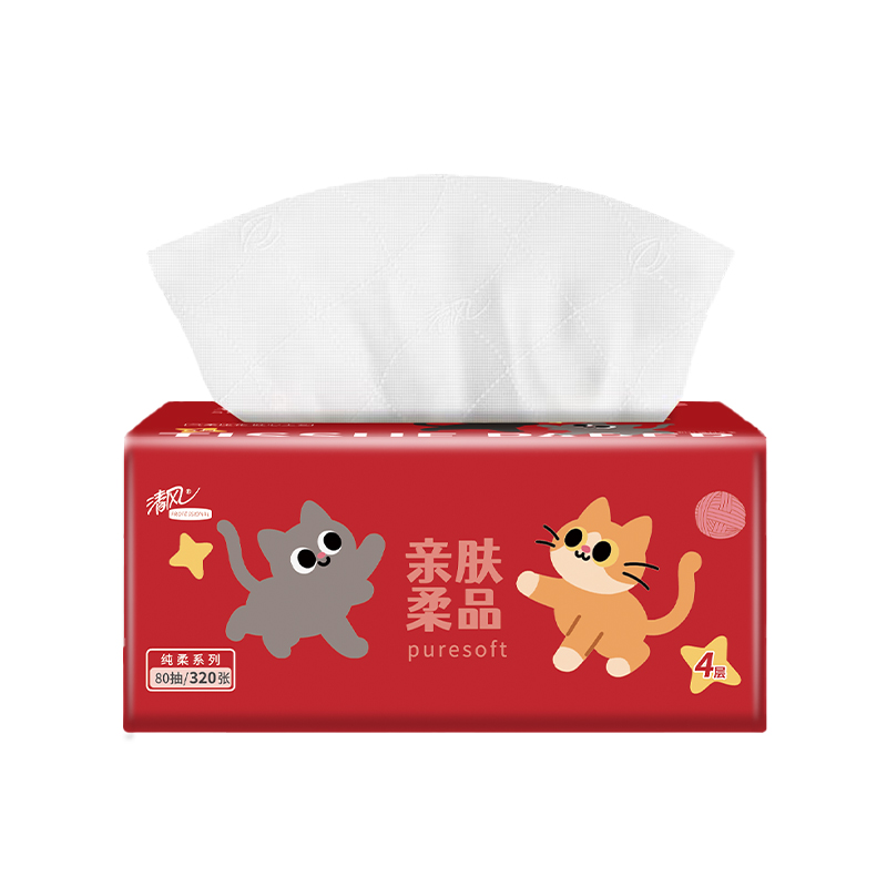 清风亲肤柔品4层80抽2包（单包）