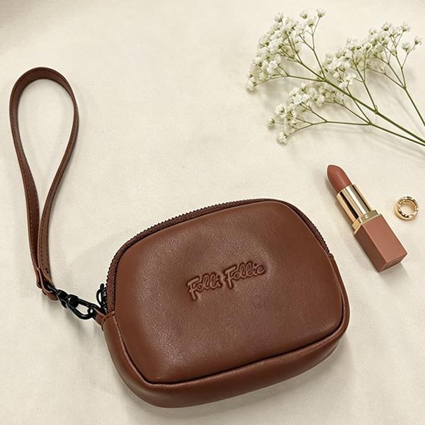 FolliFollie牛皮拉链零钱包棕色FF-P001A