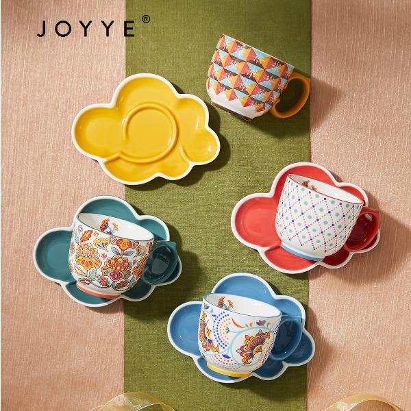 JOYYE套4福鹿双全杯碟套装