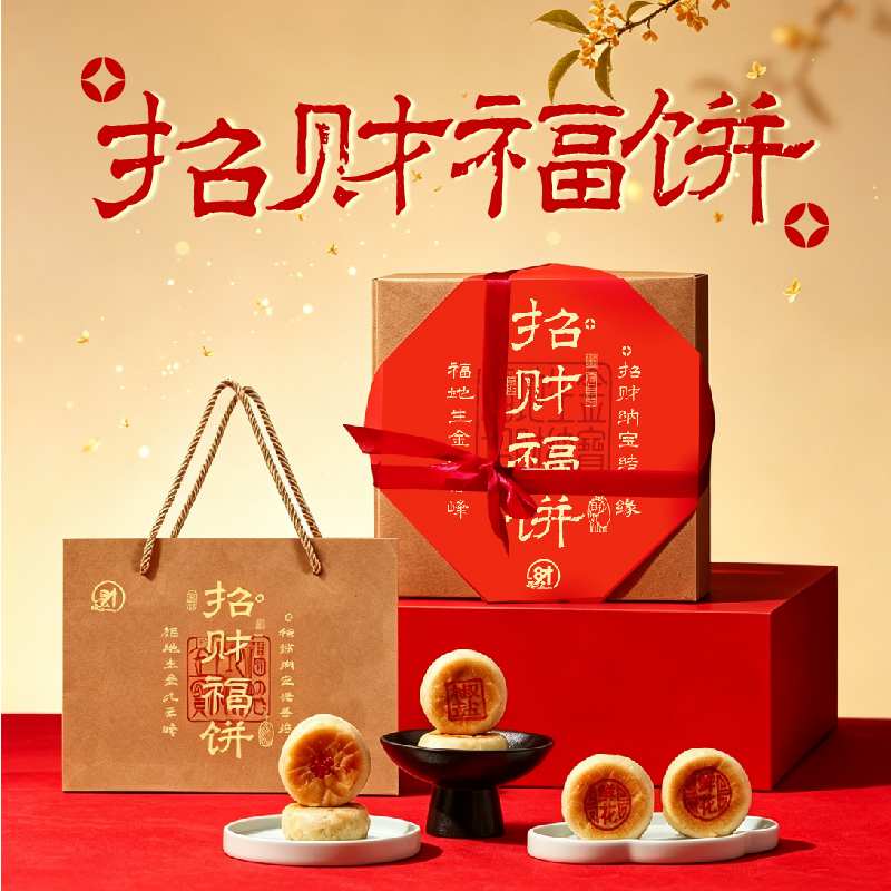 北高峰糕点礼盒招财福饼400g