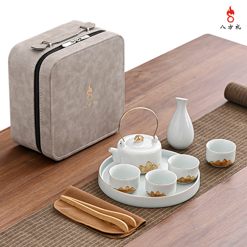 八方礼江山提梁壶茶具（影青）BFL2023-10