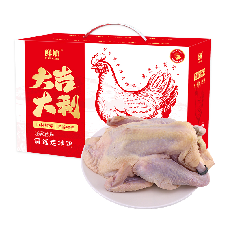 鲜飨竹林漫步清远走地鸡礼盒1kg