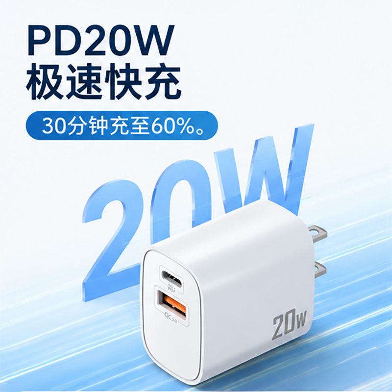 克维杰PD20WA+C氮化镓快充充电器白色KV-A02S