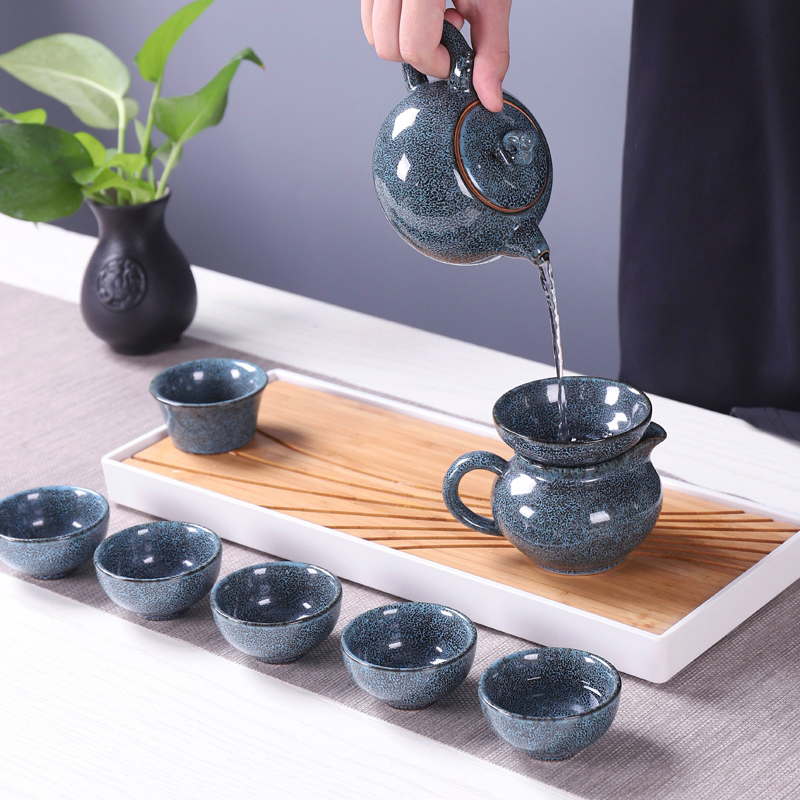 八方礼蓝天目釉龙头壶10入茶具BFL5001-4