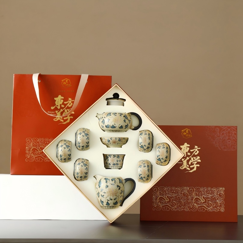 瓷伽什丝路莲香敦煌系列茶壶套组CJS-HSH-001