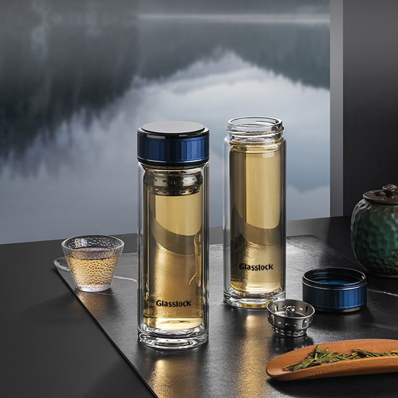 Glasslock（盖朗）晶蓝玻璃杯400ml