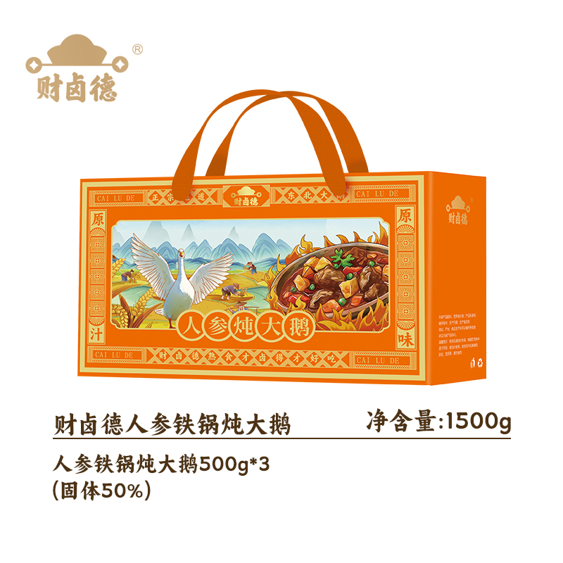 财卤德人参铁锅炖大鹅礼盒