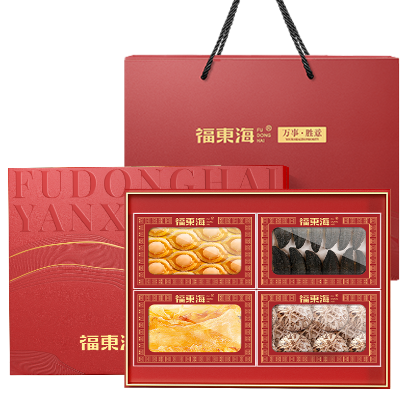 福東?！救f(wàn)事勝意】四寶（鮑魚+紅極海參+花菇+鱈魚膠）-F