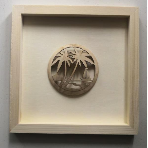 福椰椰雕裝飾畫(huà)海南風(fēng)光20*20*2cm