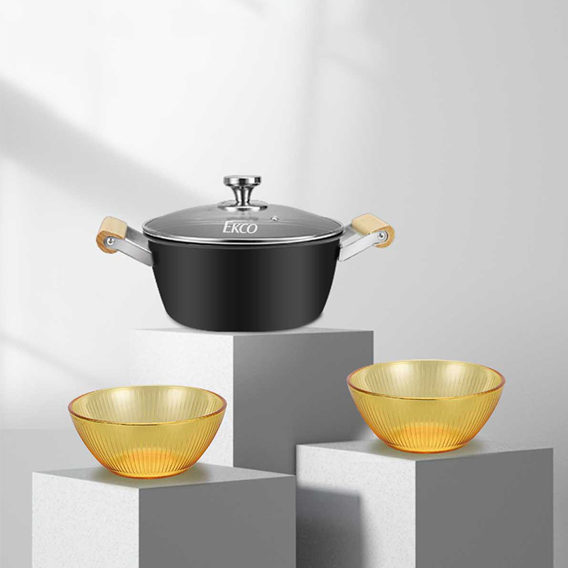 康宁EKCO极之铁汤锅+SN晶尊系列餐具豪华2件套