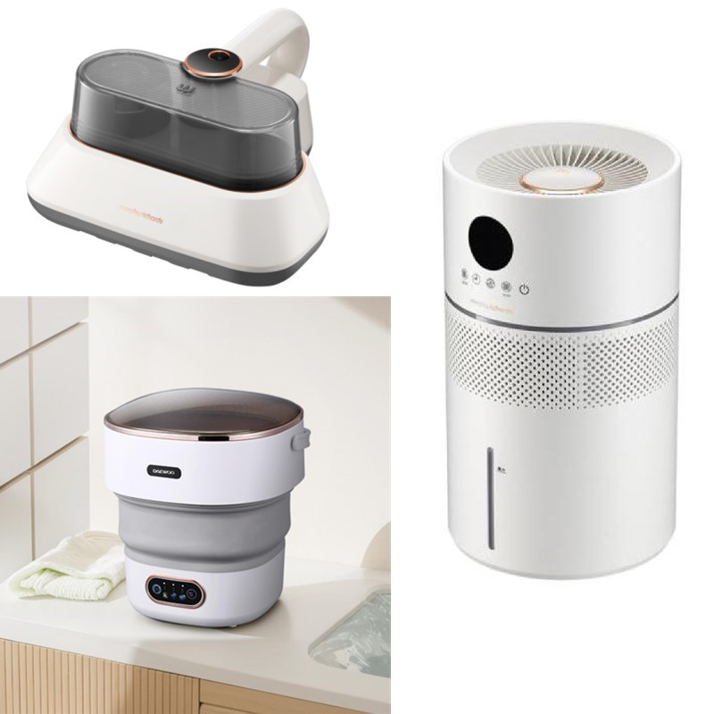 K大宇折叠迷你洗衣机＋摩飞除螨吸尘器＋摩飞无雾净化加湿器
