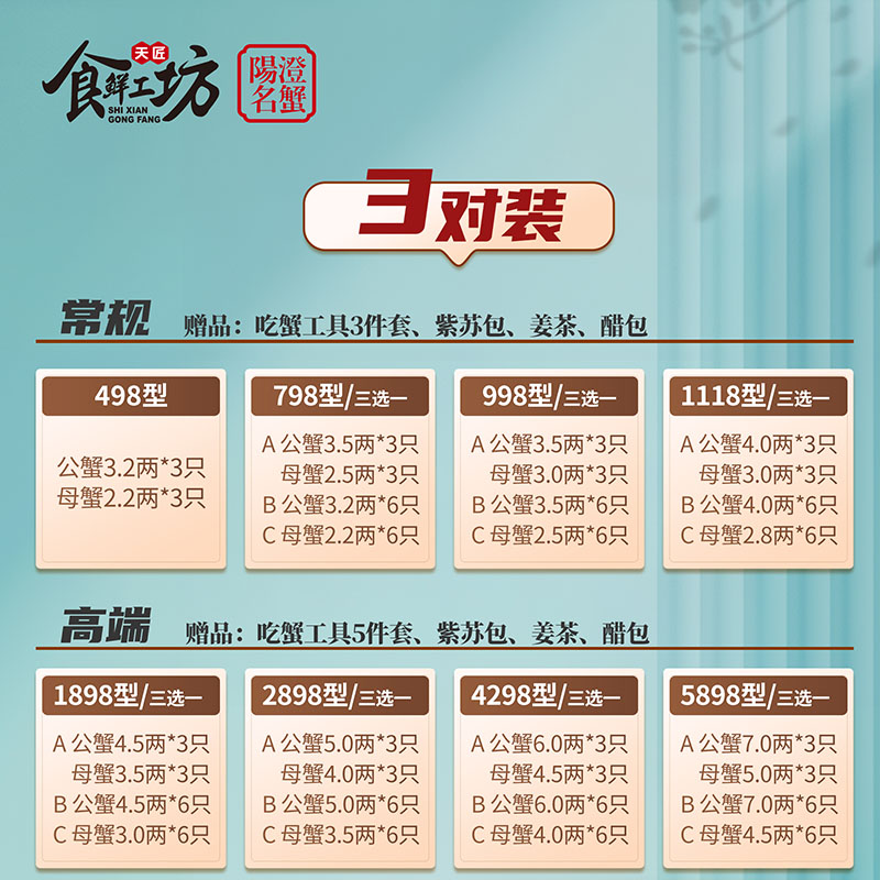 食鲜工坊蟹卡3对装系列