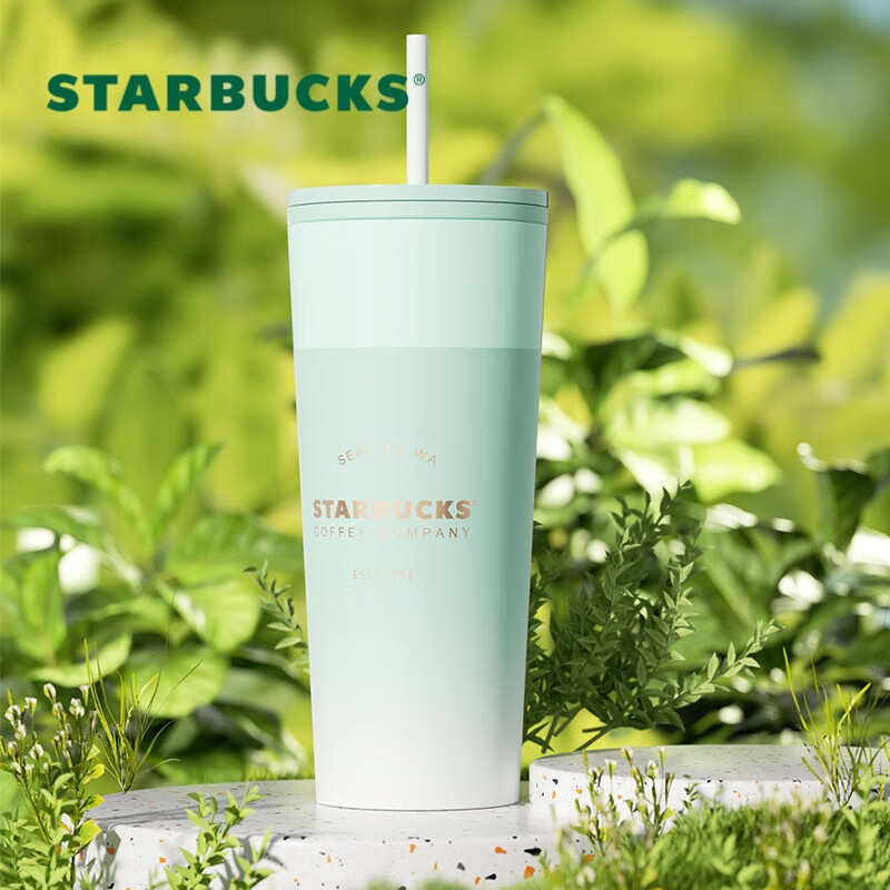 11158530星巴克清透薄荷绿款不锈钢吸管杯473mL