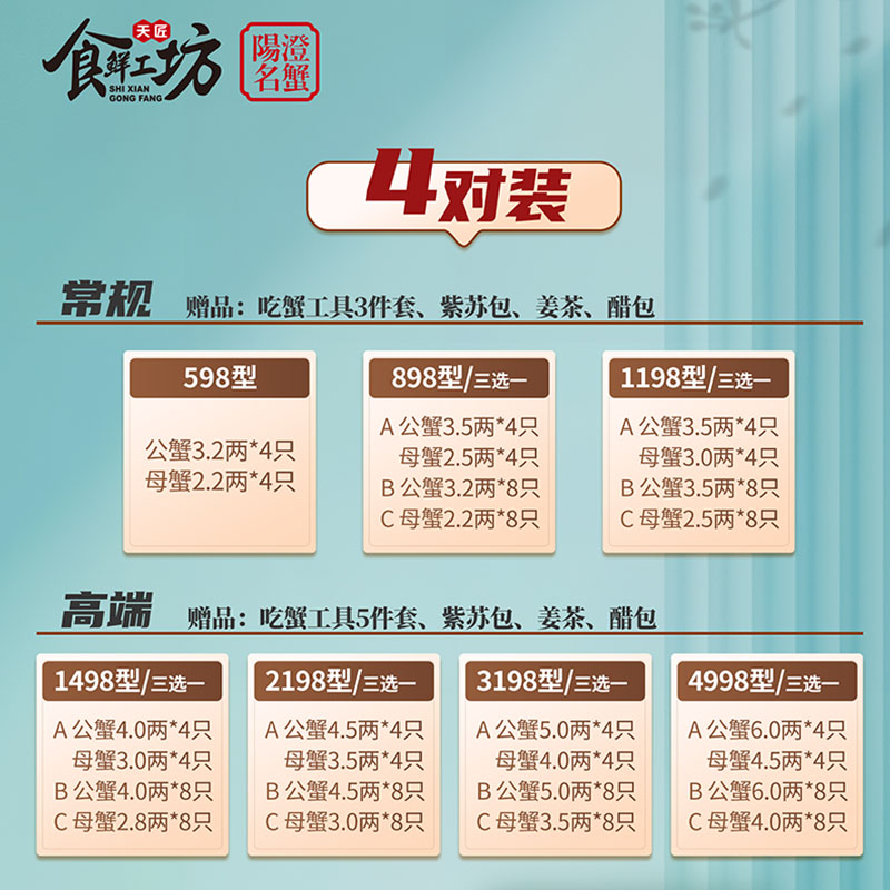 食鲜工坊蟹卡4对装系列