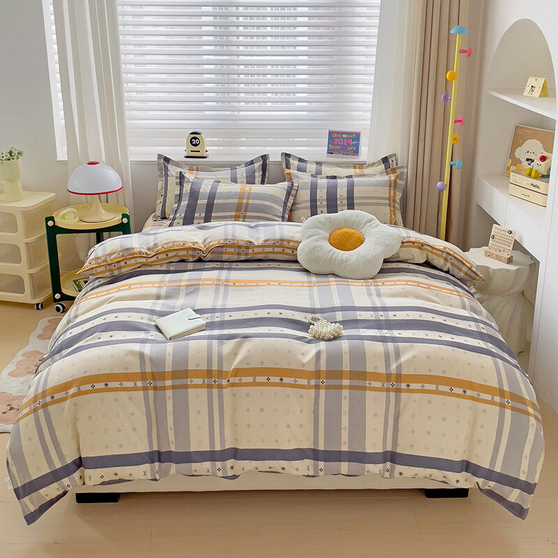 皮尔卡丹莱克卡其磨毛四件套