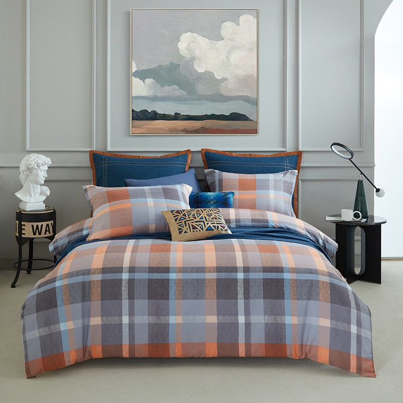 梦洁精梳棉印花四件套：英伦印象1010189054