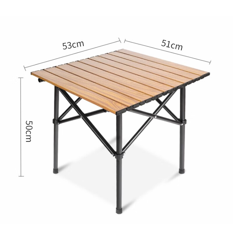 驿客露营蛋卷折叠桌（木色方桌）EKH-9022