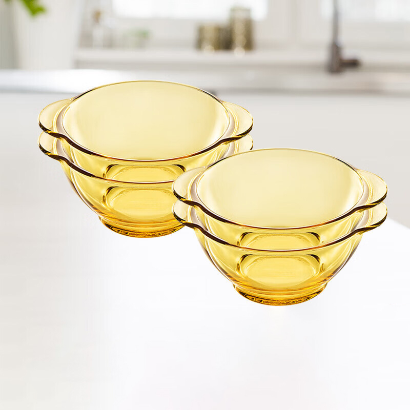 Pyrex琥珀色餐具双耳碗4件套