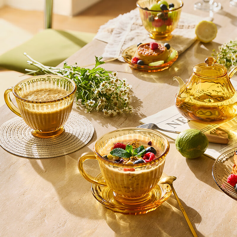 CLARA克拉拉晶盏早餐杯6件组（2杯2碟2勺）