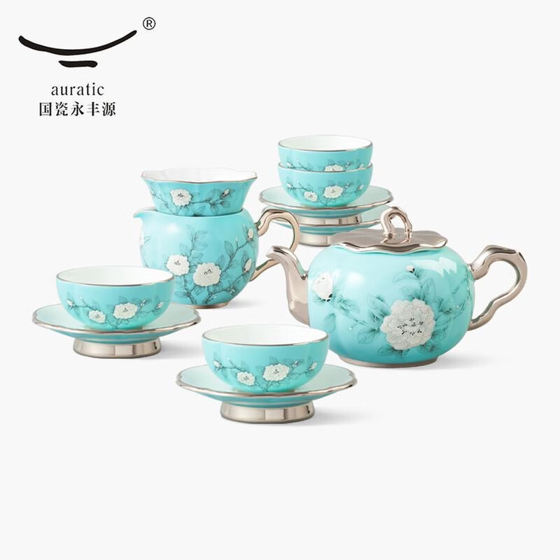 夫人瓷-手绘蓝12头茶具