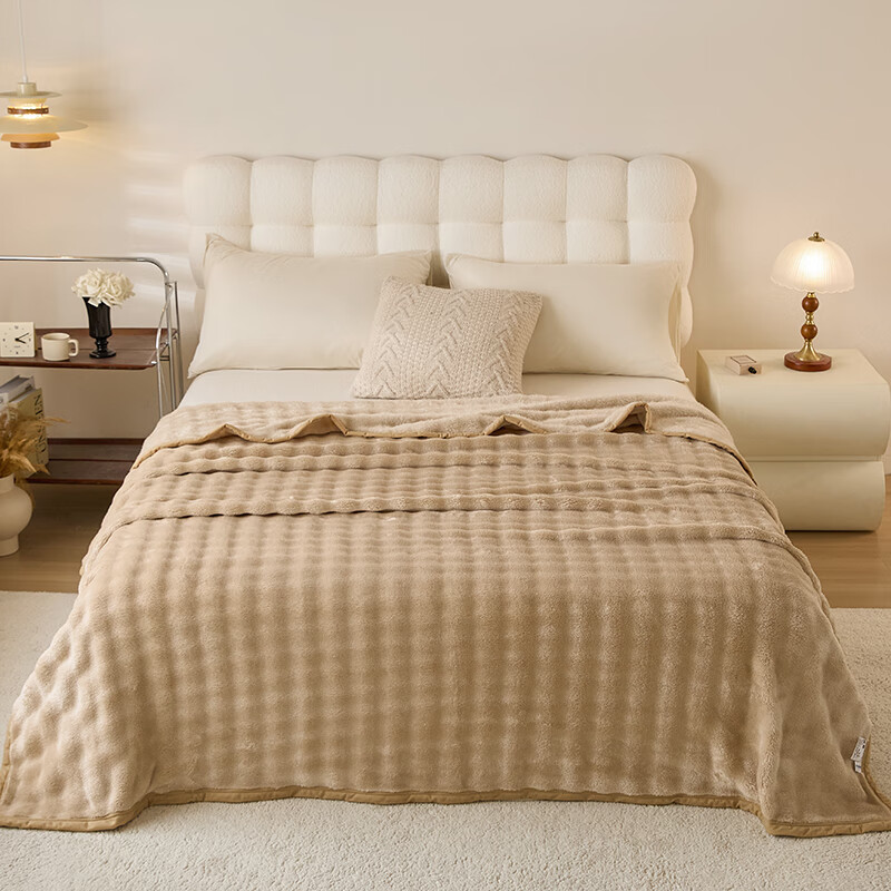 杉杉家纺兔毛泡泡绒毯-咖色SS-MT2509