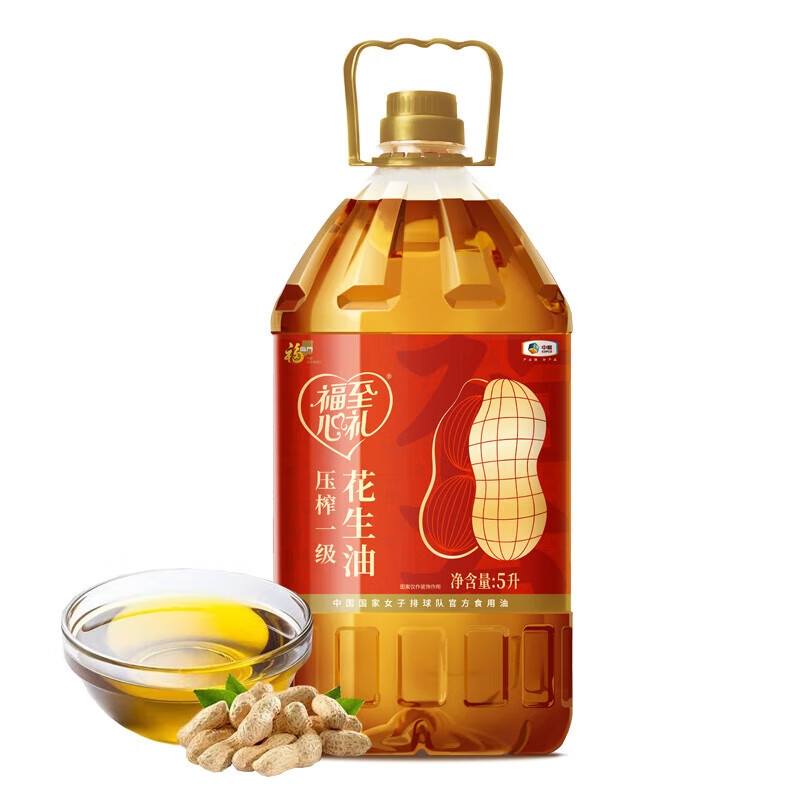 中粮福临门福至心礼压榨一级花生油5L
