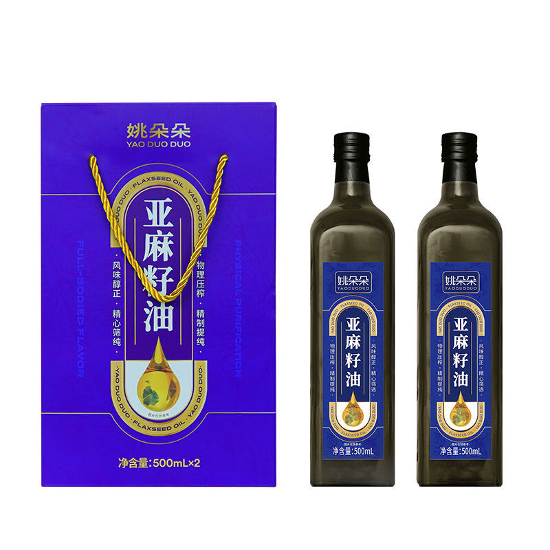 姚朵朵亚麻籽油1000ml盒装（500*2）