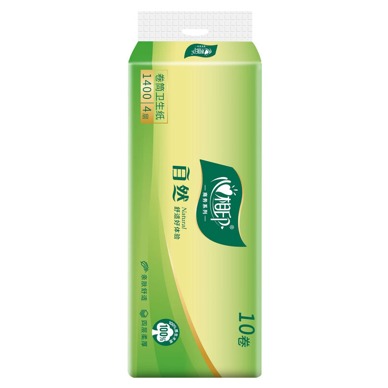 BT140心相印商务自然四层卷筒卫生纸(60粒)