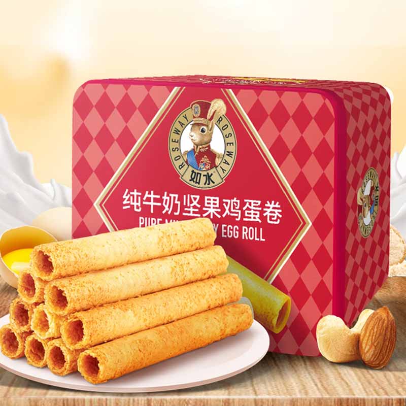 如水纯牛奶坚果鸡蛋卷468g（爆款）