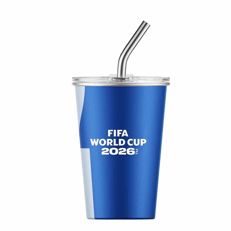 FIFA美加墨世界杯纪念品酷饮吸管杯460ml(蓝色)