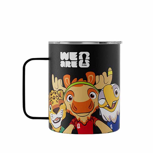 FIFA美加墨世界杯纪念品吉祥物不锈钢便携杯400ml黑色