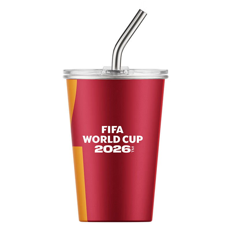 FIFA美加墨世界杯纪念品酷饮吸管杯460ml(红色)