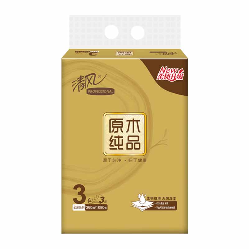清风金装3层120抽/包*3*8抽取式面巾纸