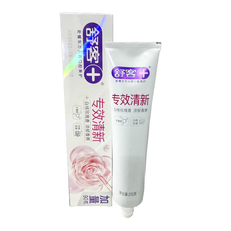 210舒客玫瑰清新牙膏