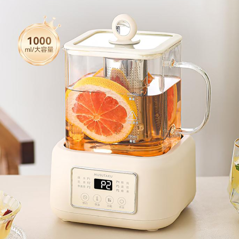 MUSUTAKU小方炖全玻璃煮茶器（茶漏升级款）