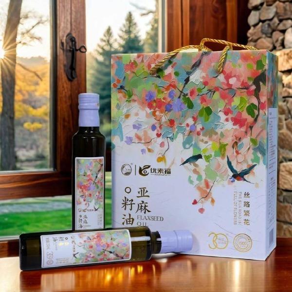 影田·丝路繁花冷榨亚麻籽油礼盒250ml*2